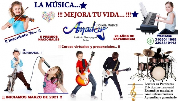 NOTICIA SOBRE LOS CURSOS 2021 DE LA ESCUELA MUSICAL AMADEUS